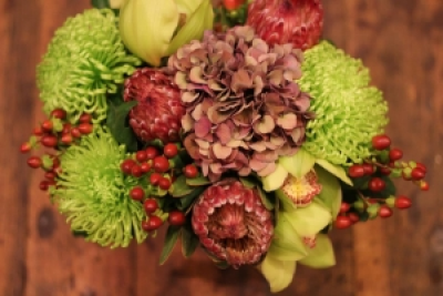 Modern Opulence - Hand-tied and delivered in water. A blend of rich colours and luxury long lasting flowers.